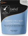 Bend Beauté Collagène marin + Co-Facteurs , Poudre de collagène non aromatisée , Supplément de collagène hydrolysé , Peptides de collagène de poisson + Silicone + Vitamine C , soutient peau, cheveux et ongles sains