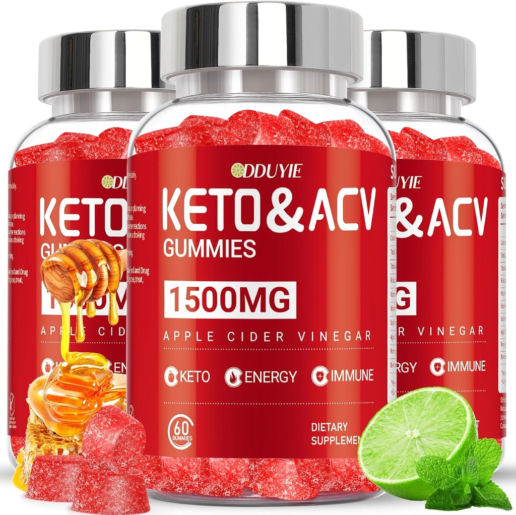 (3 Pack) Gummées de vinaigre de cidre de pomme de terre Keto ACV Gummées pour soutenir le métabolisme et la combustion de graisse avec vitamine B6 et B12.