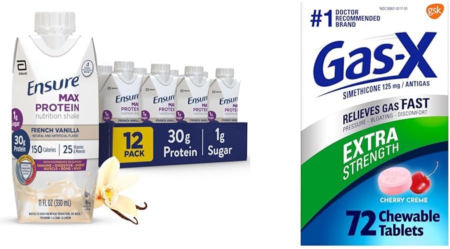 S'assurer que Max Protein Nutrition agite avec 30g de protéines et de gaz-X extra-résistance Comprimés anti-gaz à mâcher avec Siméthicone 125 mg, 72 Compte