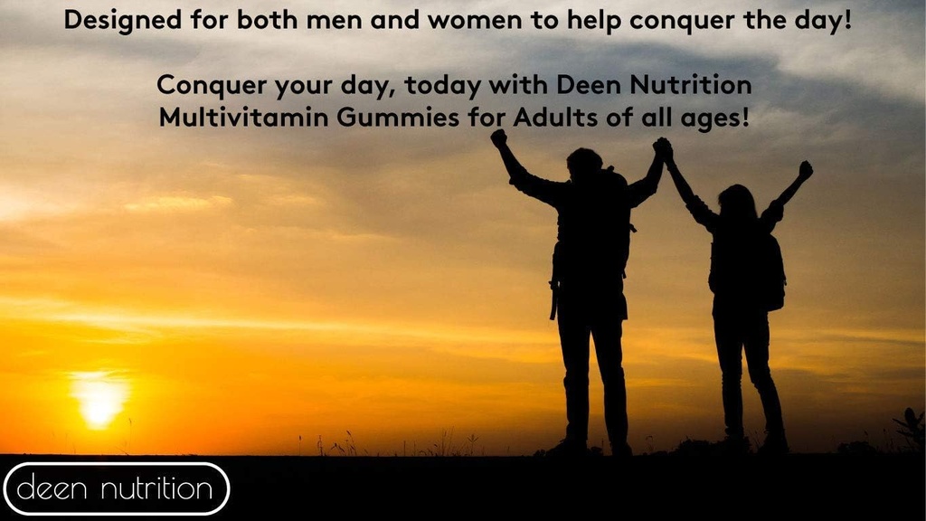 Multivitamine 60 Gummy Vitamines Pochette pour Adultes par Deen Nutrition Saveur naturelle Végétarien Halal fait avec / vrai jus de fruits aux États-Unis