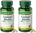 Nature's Bounty Ginkgo Biloba Extrait normalisé 120 mg, bouteilles à base de plantes, gélule, 100 Compte, boîte de 2
