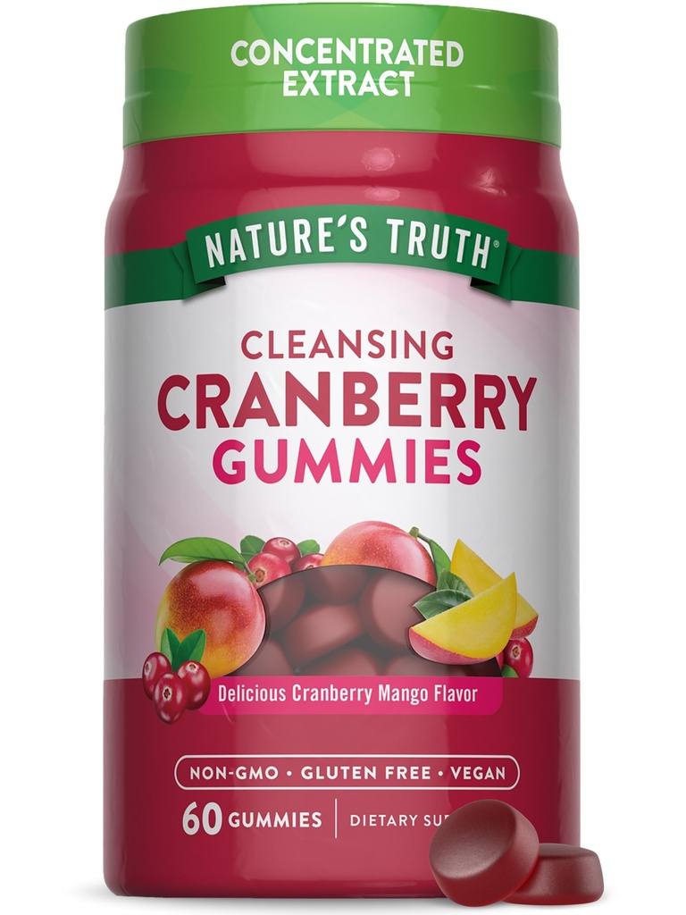 La vérité de la nature Gummies de canneberge , 60 comte , Vegan , non-OGM et supplément sans gluten , Cranberry Mango Flavor