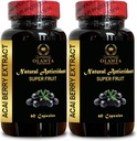 Extrait de baies d'ACAI - puissant super aliment antioxydant mélange quotidien baies d'açai, jus de baie d'acai biologique, booster d'énergie, régime d'acai - 2 bouteilles 120 capsules