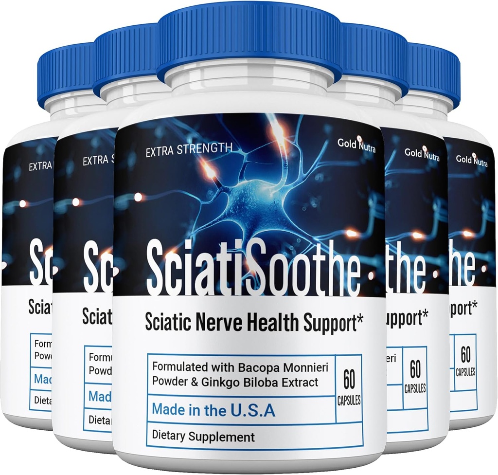 (5 Pack) SciatiSoothe Supplément Pills, Sciati Soothe Tous naturels Cerveau et Supplément cognitif Pills