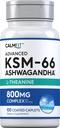 Piping Rock KSM-66 Ashwagandha L-Theanine Supplément de 800mg de 100caplets d'extrait de racine complexe avancé de végétalien, non OGM, sans gluten