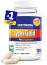 Enzymedica Lypo Gold, High Potency Lipase Enzymes digestifs pour la digestion des graisses, soutient occasionnel Bloating Relief & Digestive Health, Kéto-Amiendly, Vegan, 120 Capsules FFP
