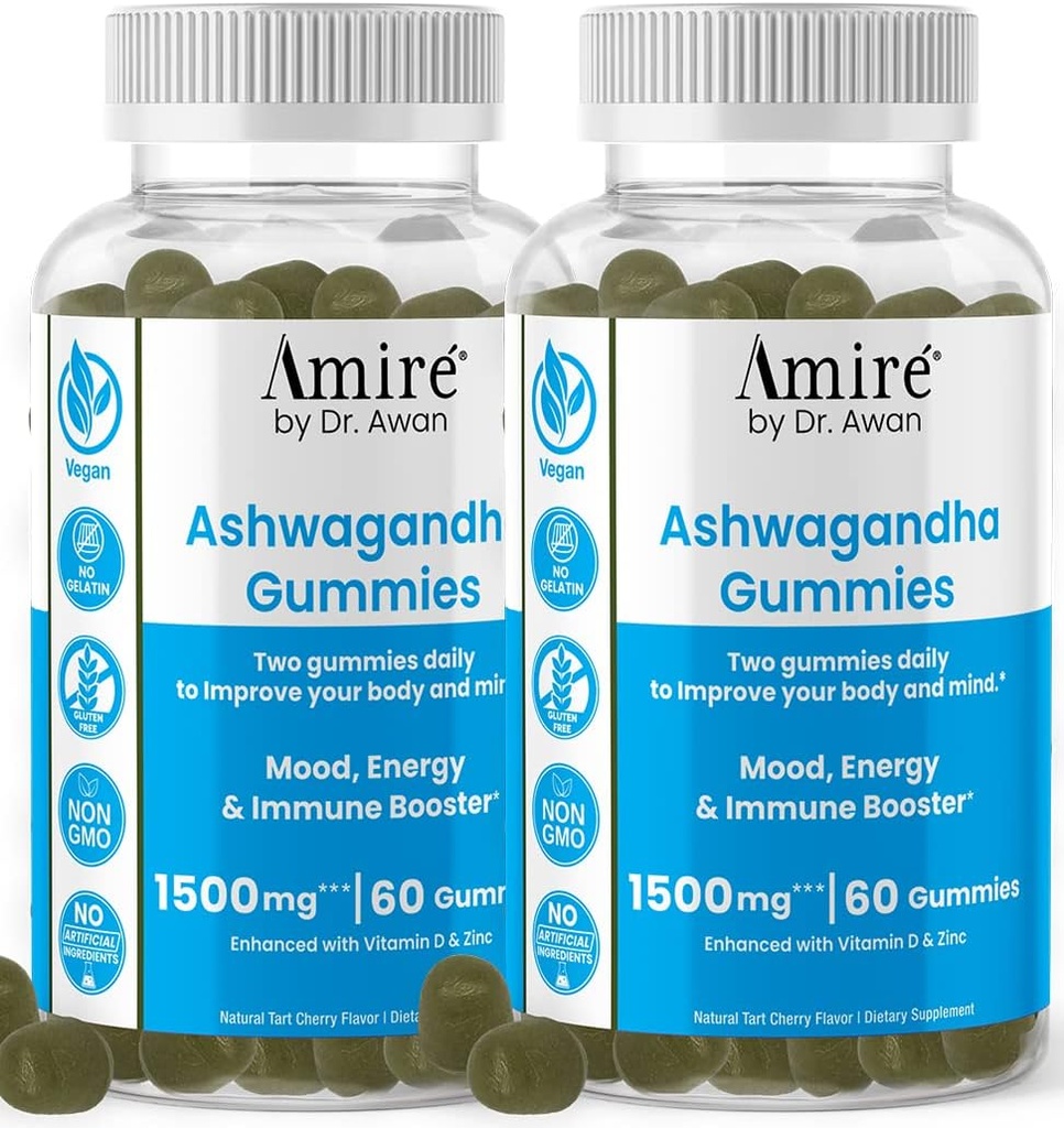 Amire de Dr. Awan Ashwagandha Gummies, Mood, Energy, & Immune Booster, 120ct, 60day Supply