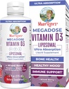 MaryRuth Organics Megadose Vitamine D3 Liposomale , Vitamine D 4000 UI Ultra Absorption Soutien immunitaire pour les adultes , Santé des os , VIT D3 , Vegan , Sans sucre , Sans gluten , Sans OGM 45 portions