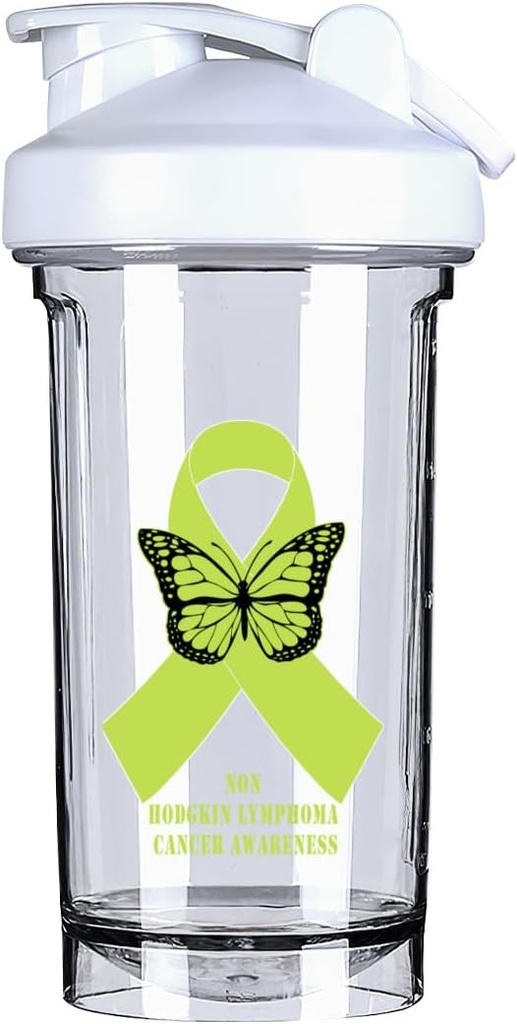 Lymphome non hodgkinien Sensibilisation au cancer 1 18 Once Shaker Bouteille Bouteille Mélangeur étanche Préentraînement Protéines Shakes Repas Shakes Bouteille 500ML/18 Oz Blanc