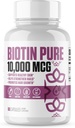 Biotin Pure 10 000 MCG + Calcium #1 Nouveau supplément Max Dose Biotin B7 pilules pour cheveux, peau et ongles plus sains et plus longs