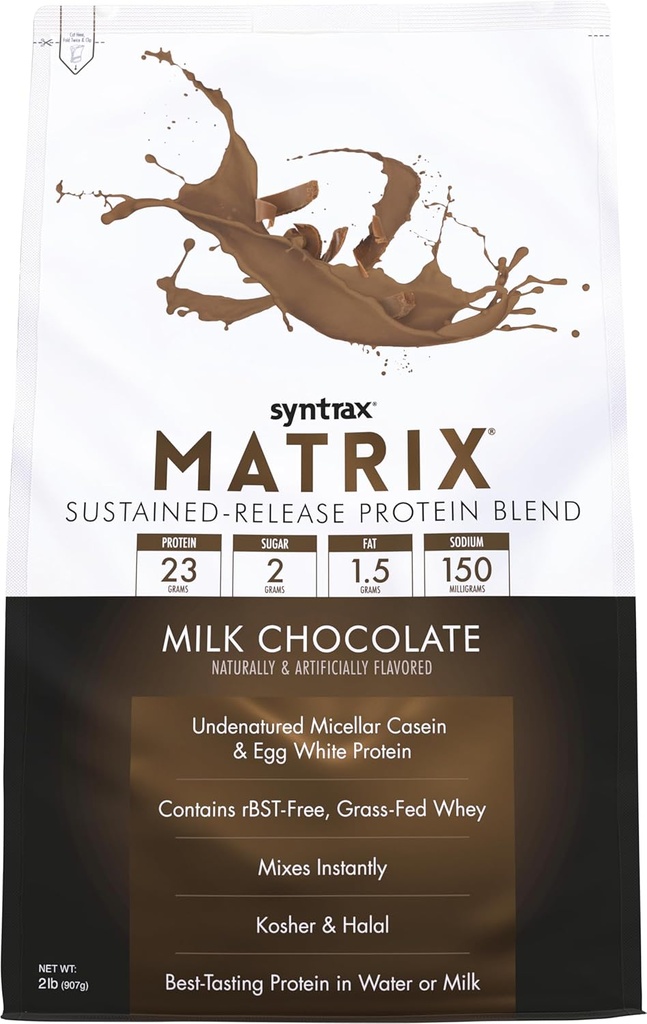 Syntrax Nutrition Matrix - Mélange de protéines à libération prolongée, chocolat au lait 5 lbs.
