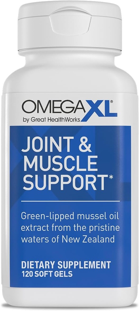 Supplément de soutien conjoint OmegaXL - Soutien musculaire naturel, Huile de moules lipées vertes, pilules de gel mou, sans médicament, 120 Compte