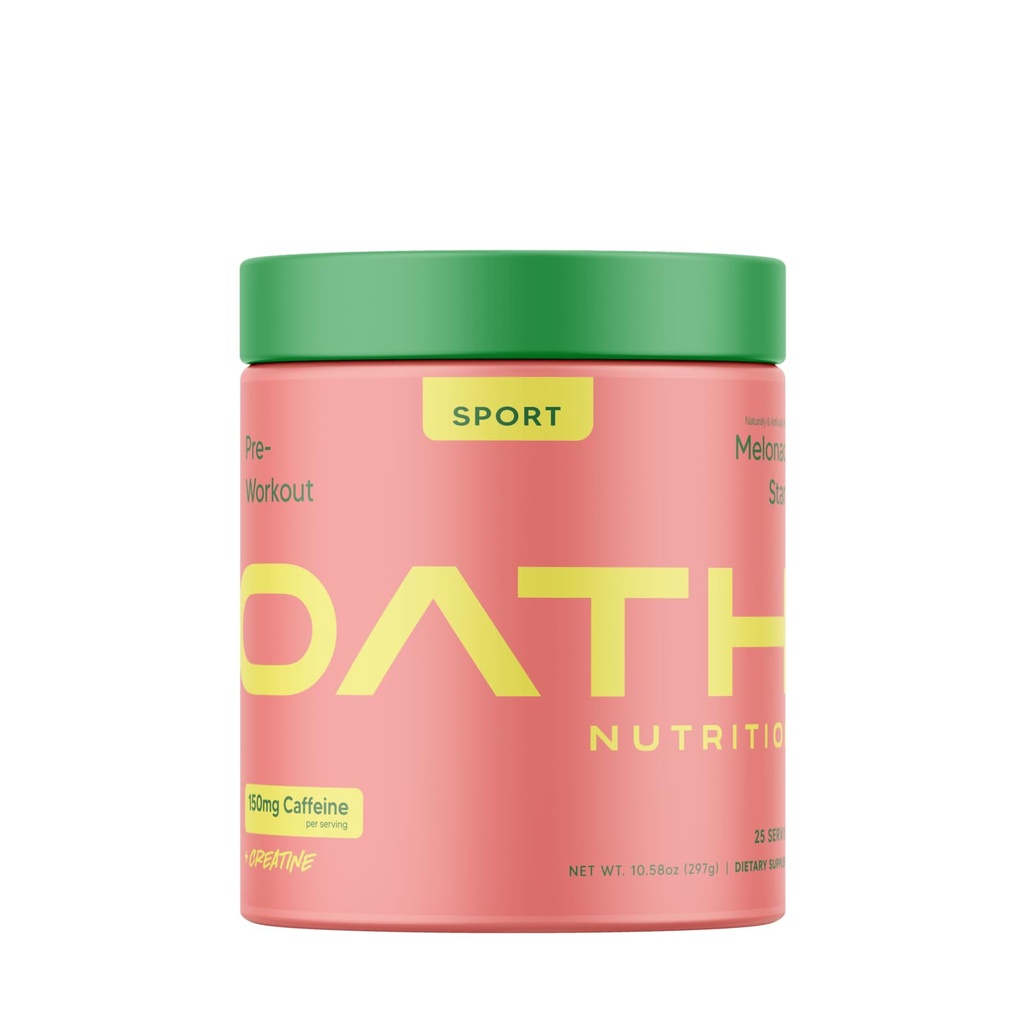 Oath Nutrition Sport Sugar Free Pre-Workout Poudre, Melonade Stand, contient de la créatine monohydratée, caféine et Beta Alanine, poudre de pré-entraînement pour les femmes et les hommes, 25 portions