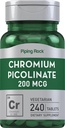 Piping Rock Picolinate de chrome 200mcg, 240 comprimés Végétarien, Non-OGM, Supplément sans gluten