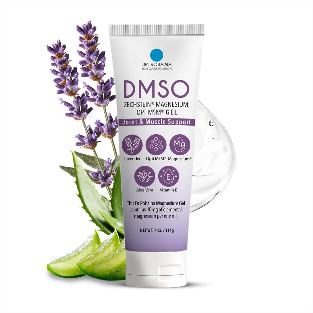 Dr. Robaina DMSO Lavender Gel - 99.9% Pure Pharmaceutical Grade | Skin Relief Formula with Zechstein Magnesium, Arnica, Aloe Vera, Vitamin E | Muscle & Joint Comfort | 4 oz | Made in USA