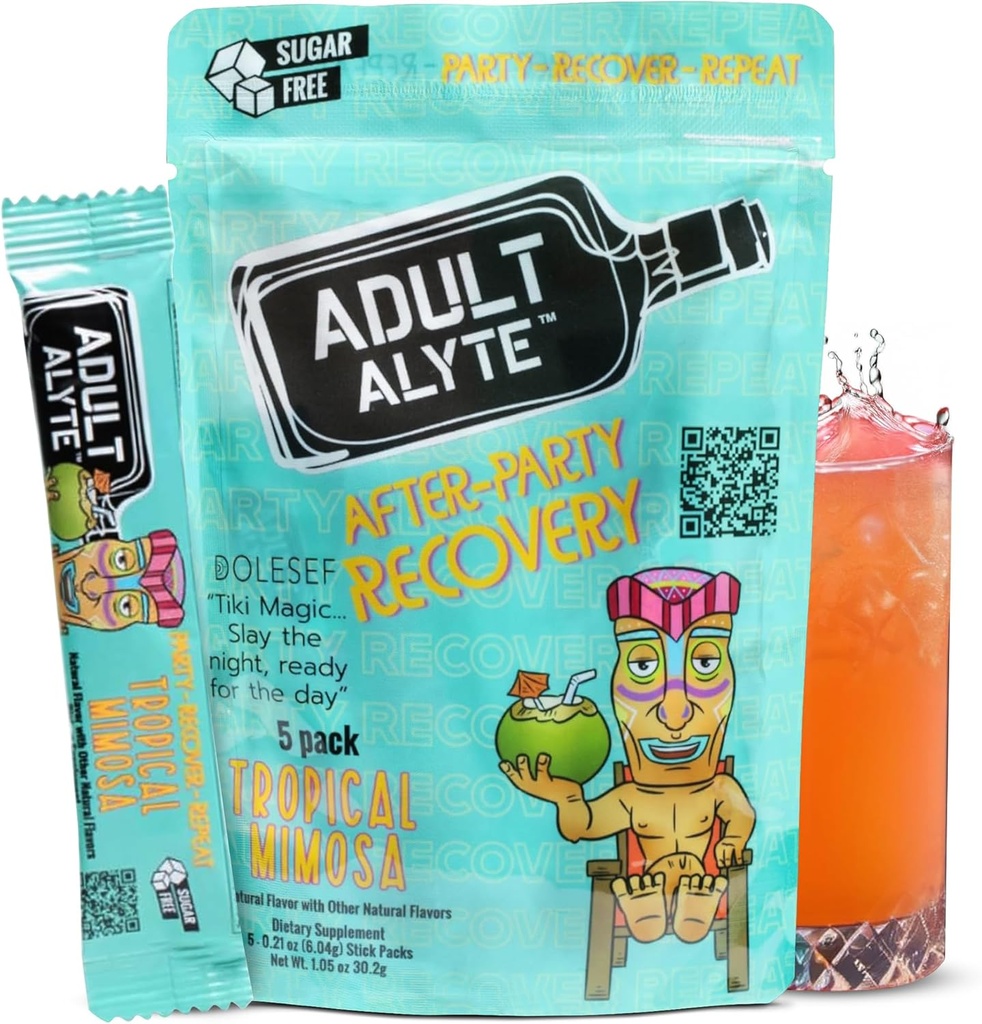 Après l'aide à l'alcool Bien-être Vitamines Je restaure Mieux Matins I Dihydromyricetin DHM & B Vitamines Complexe I Antioxydants Supplément et soutien du foie I 5 Powder Stick Packets I Tropical Mimosa