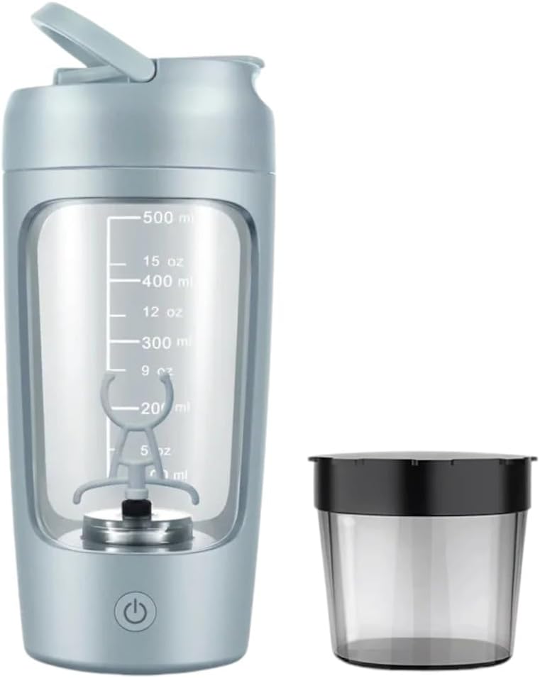 Bouteille de shaker de protéines portative électrique pour les mélanges lisses avec/FREE PROTEIN POWDER CUP (Bébé Bleu)