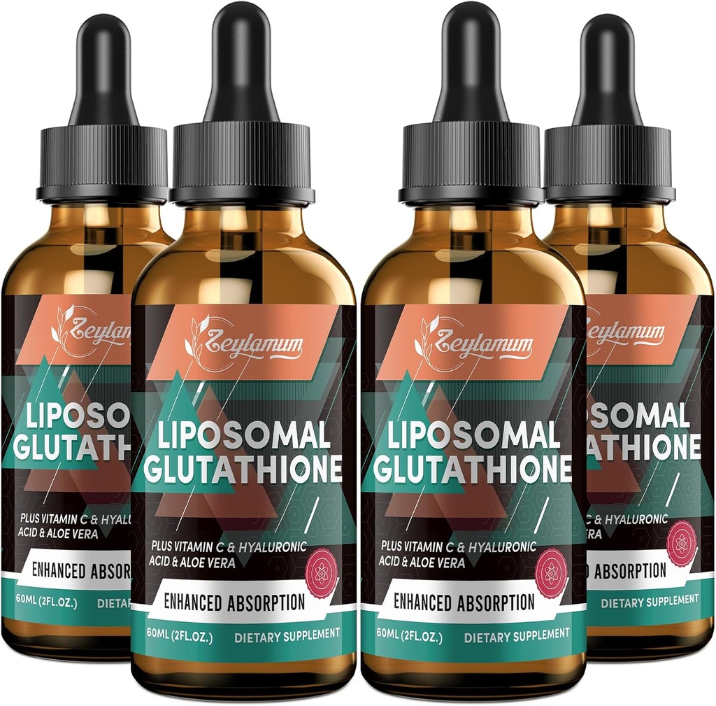 2000MG Glutathion liposomique gouttes liquides, absorption ultra élevée, désintoxication naturelle, système immunitaire et peau Supprot*, L-glutathion, vitamine C et acide hyaluronique, capsules Alternative, 8.08 OZ