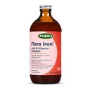 Flora Iron - Supplément en fer liquide végétalien avec des vitamines B - Offre un soutien en matière de globules rouges et d'énergie - Sans levure et sans gluten - Delicious Fruit Juice Base - 15 fl. oz. Bouteille en verre