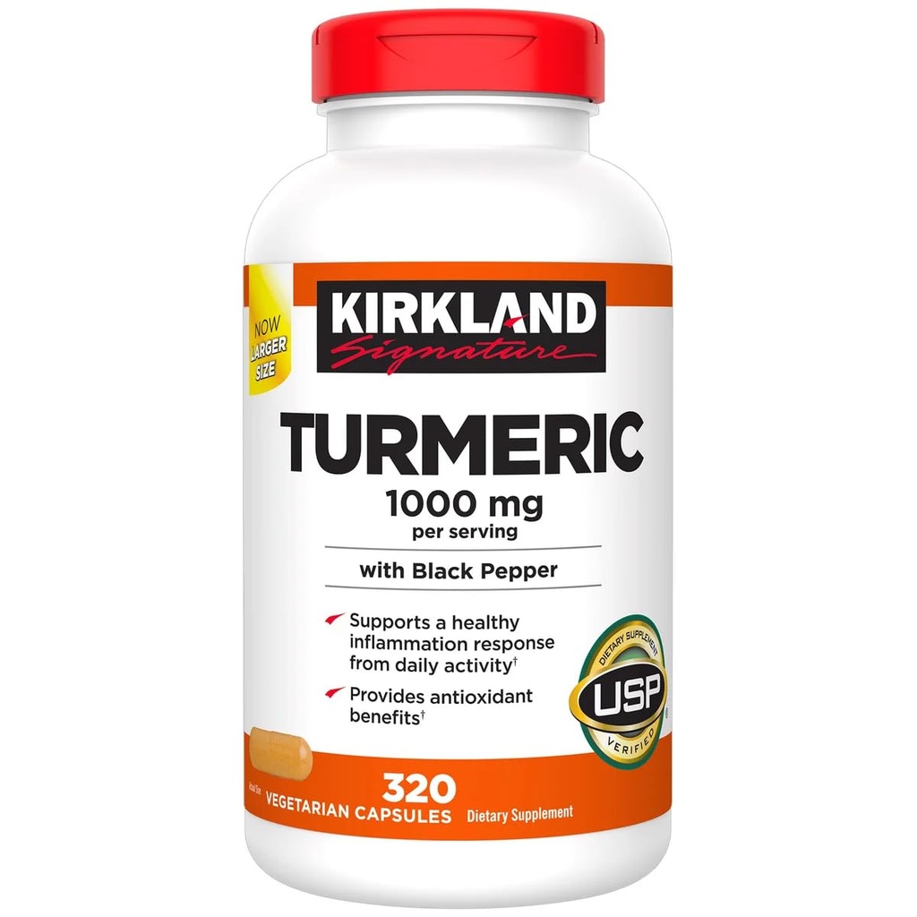 Kirkland Signature Turcuma avec poivre noir, 1000mg (320 Nombre)