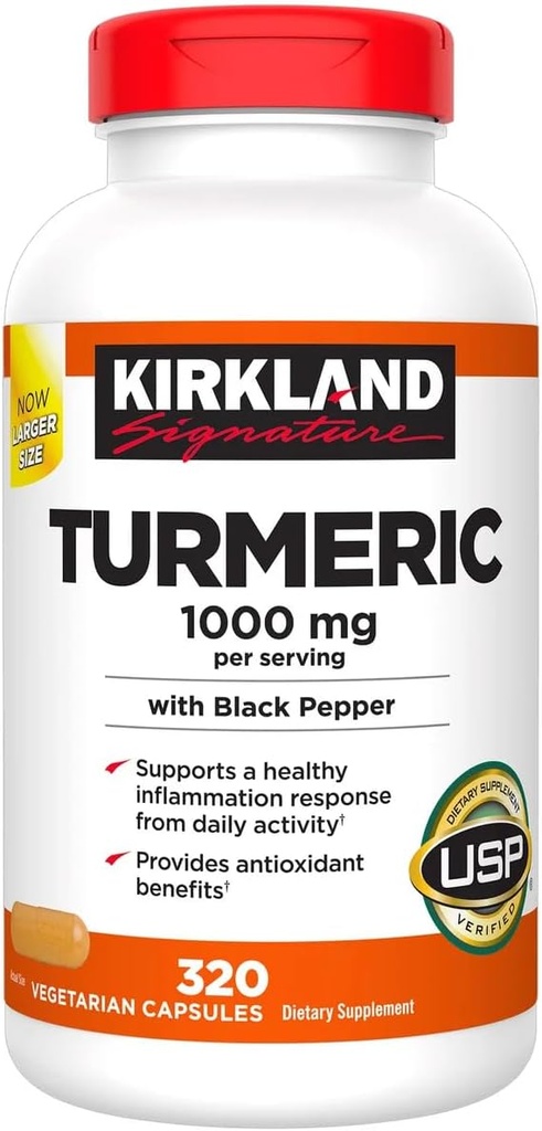 Kirkland Signature Turcuma avec poivre noir, 1000mg (320 Nombre)