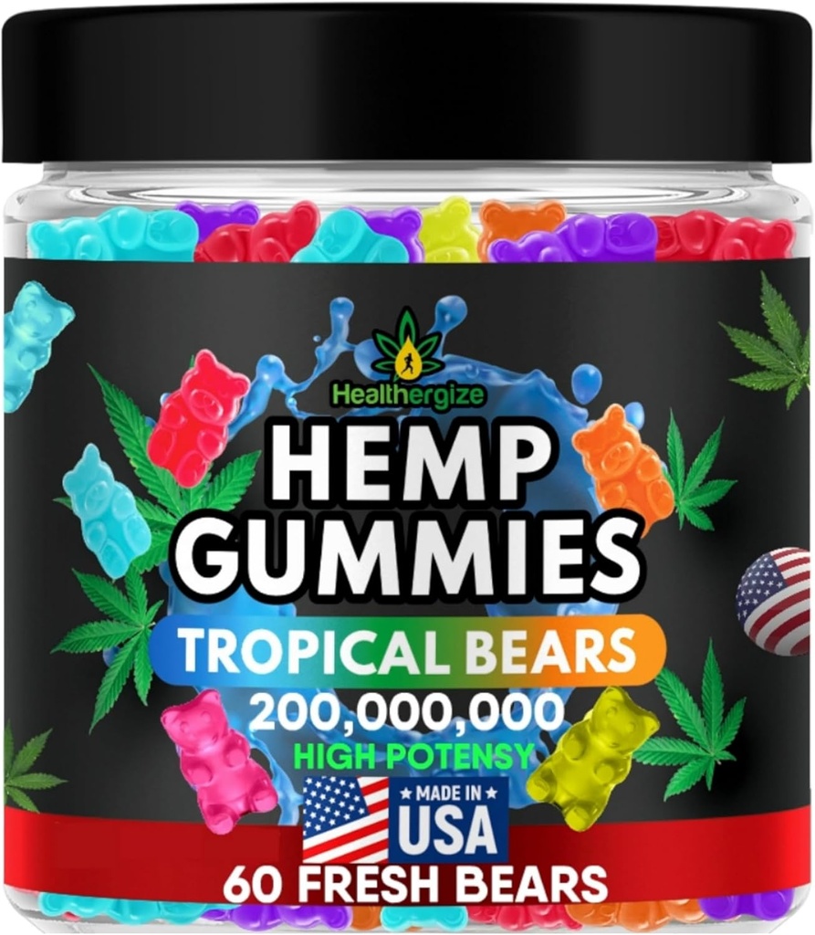 Gummies de chanvre Natural Relief, Edibles de l'ours à forte puissance Gummy, Paix et détente, Soutien au coucher, Omega 3 6 9 Huile pour le sommeil Fabriqué aux États-Unis