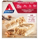 Atkins Vanilla Pecan Crisp Protein Meal Bar, Haute Fibre, 1g de sucre, 4g Net Carb substitut de repas, Keto Friendly, 5 comte
