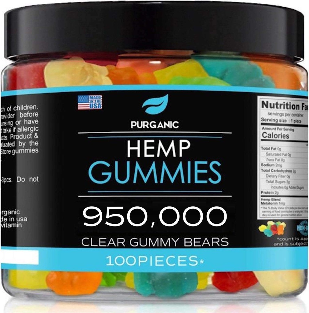 Gummies de chanvre – Aide à soutenir le sommeil, la paix et la détente - Haute force et soutien Tous les saveurs naturelles de fruits savoureux - Fabriqué aux États-Unis – 100ct