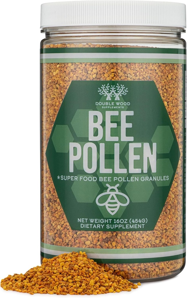 Bee Pollen Supplement - 1lb (16 OZ) of Raw Bee Pollen Granules (151 Servings of 3 Grams Each with Scoop) Superfood High in Vitamins, Minerals, and Protein by Double Wood