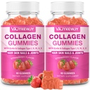 Gommies de collagène 2 paquets pour les femmes et les hommes - avec biotine, vitamine C, et zinc pour la radiance cutanée, la croissance des cheveux, les ongles forts et le soutien articulaire, 120 comte