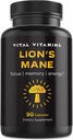 Vitamines Vital Lions Mane Supplément Capsules - Supplément Brain Booster pour la clarté mentale, le focus et le soutien de la mémoire - Supplément de champignons nootropes avec queue de dinde et maitake (90 capsules)