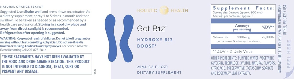 Holistic Health GET B12™ Spray 25ML (.8 FL oz)