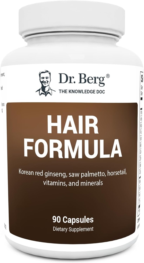 Dr Berg Vitamines tout-en-un pour les cheveux, la peau et les ongles - Formule avancée avec Biotin, Saw Palmetto, DHT Blocker et Trace Minerals - 90 capsules de légumes