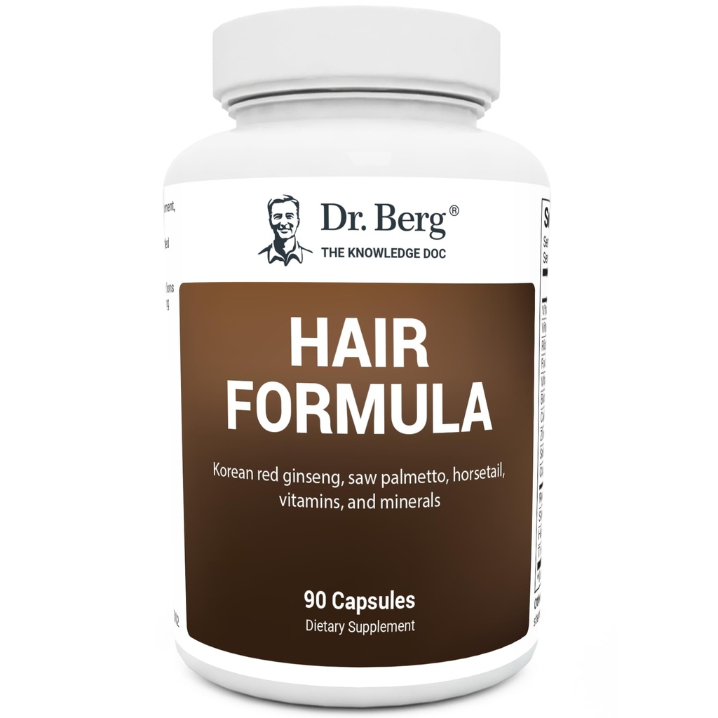 Dr Berg Vitamines tout-en-un pour les cheveux, la peau et les ongles - Formule avancée avec Biotin, Saw Palmetto, DHT Blocker et Trace Minerals - 90 capsules de légumes