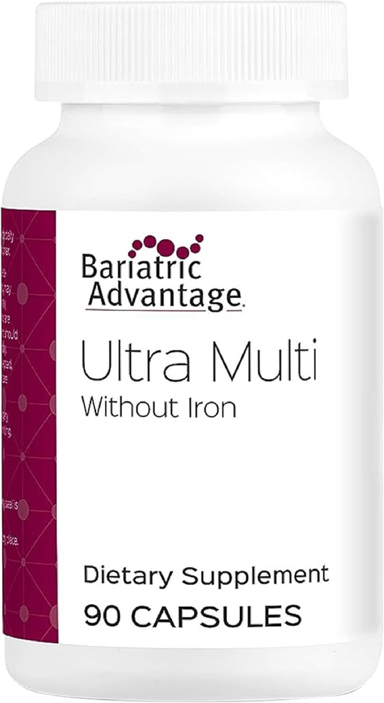 Avantage bariatrique Ultra Multi Sans Fer, Multivitamine quotidienne de haute puissance pour les patients de chirurgie bariatrique avec 22 vitamines et nutriments essentiels - 90 capsules, 30 portions