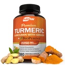 NutriFlair Curcumine curmérique avec gingembre et suppléments de poivre noir BioPerine, 180 Capsules - 95% Curcuminoïdes - Soutien articulaire, Antioxydant, Anti vieillissement - Naturel, Non-OGM, Vegan Meilleure puissance maximale