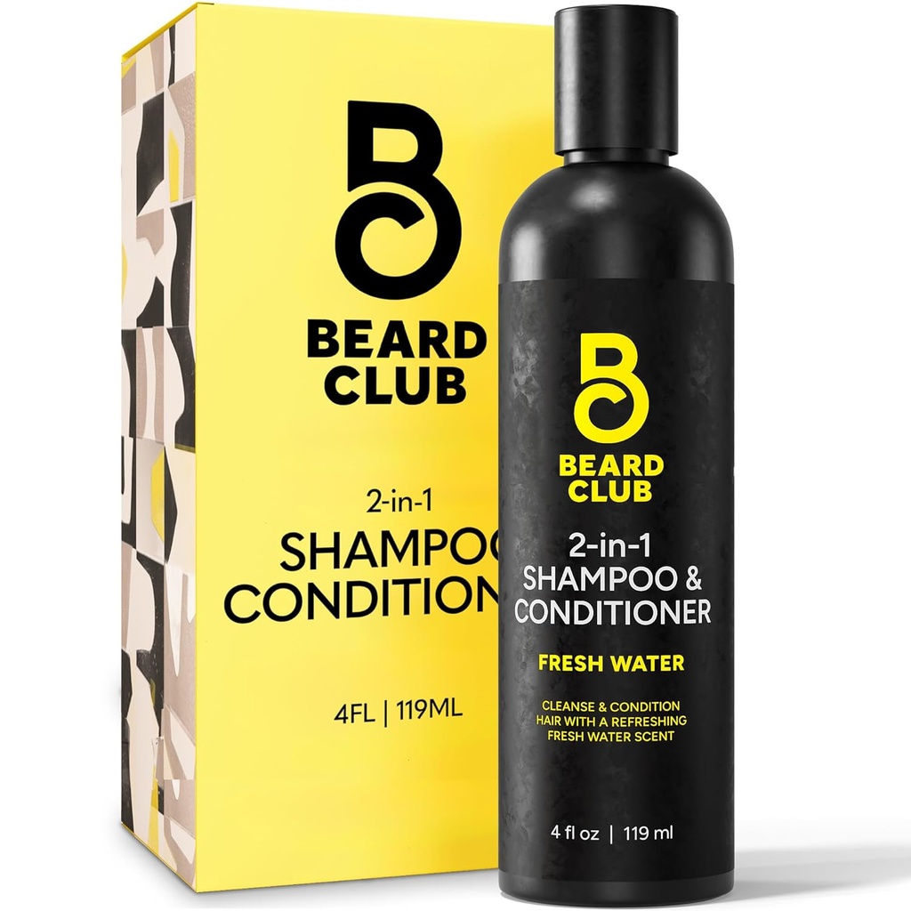 The Beard Club Mens 2 in 1 Shampooing et Conditioner Set - Sulfate Free, Hydratant, Citrus parfumé pour soins curly capillaires et scalp à sec
