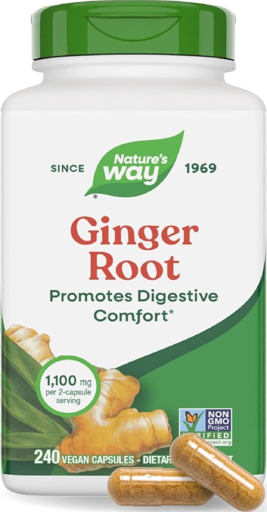 Nature's Way Ginger Root Capsules,1,100 mg per Serving, Vegan, 240 ct