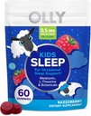 OLLY Enfants dormant Gummy, 0.5mg Melatonin, L Theanine, Camomille et Lemon Baume, Supplément pour enfants à croquer, Soutien occasionnel au sommeil, Framboise - 60 Comte