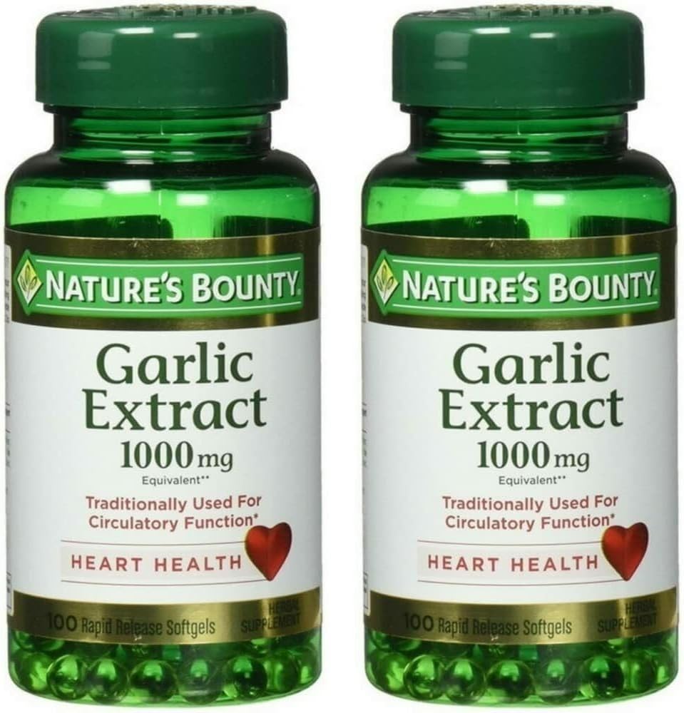 Extrait d'ail naturel 1000 mg de softgels pour le soutien cardiovasculaire,100 ea (paquet de 2)