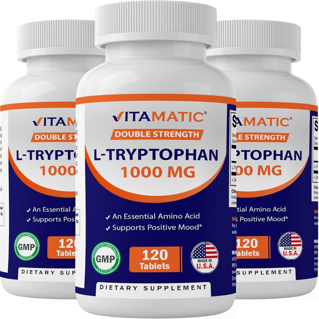 L-Tryptophane Vitamatique 1000mg 120 comprimés (120 comprimés (paquet de 1)) (3 bouteilles)