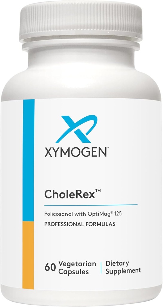XYMOGEN CholeRex - Policosanol 10mg pour aider à maintenir des niveaux normaux de lipides dans le sang, promouvoir un flux sanguin sain + intégrité du vaisseau - amélioré avec 2 chélates de magnésium biodisponibles (60 capsules)
