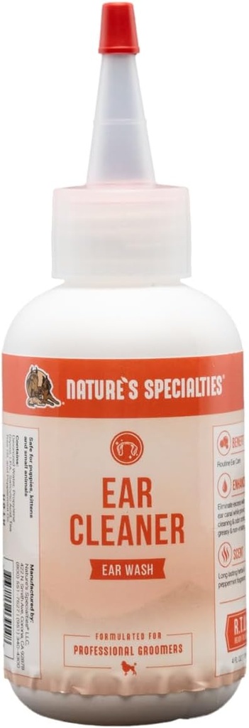 Nature's Specialties Dog Ear Cleaner Solution dédiée Non-Greasy Non-Irritation Fabriqué aux États-Unis Non-Toxic, 4 Onces