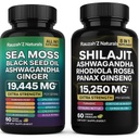 Mousse de mer et shilajit - Moss de mer, Huile de graines noires, Ashwagandha, Ginger & Shilajit, Rhodiola Rosea, Panax Ginseng