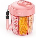 AUVON Grand distributeur de pilules pour stocker 7 suppléments divers, organisateur de pilules de voyage avec conception anti-Mix, bouteille de pilule avec large ouverture et lis coulissant facile à utiliser, comprend 20 stickers blanc, rose