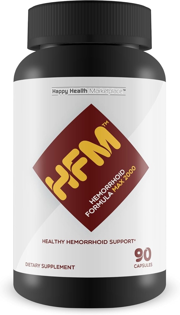 HFM Formule Hémorroïde Max 2000 - Supplément de soutien à l'hémorroïde naturel - Aider à améliorer la circulation et réduire l'enflure pour le soulagement du malaise - Soutien Colon Health & Strain-Free Bowel Movements