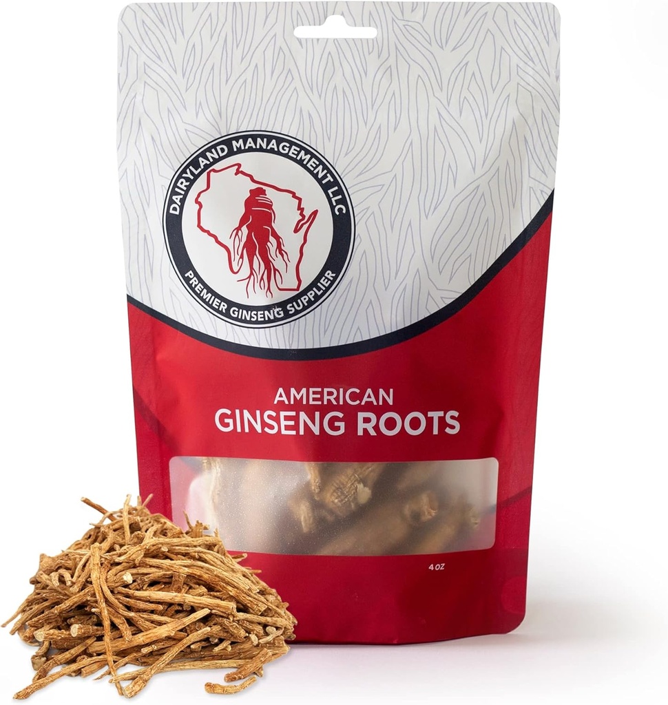 Graines de ginseng américaines de Dairyland - Boîte de 4 oz de racine de ginseng Wisconsin - sans OGM, sans gluten Ginseng entier - Utilisez ce supplément à base de plantes dans soupe, thé, congee