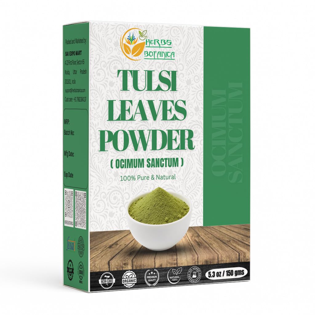 Herbes Botanica Tulsi Poudre Tulasi Saint Basilic Tulsi Poudre Ocimum Sanctum Vitalité et bien-être - Pure, naturel et revigorant Boost Immunité Naturellement 5,3 oz