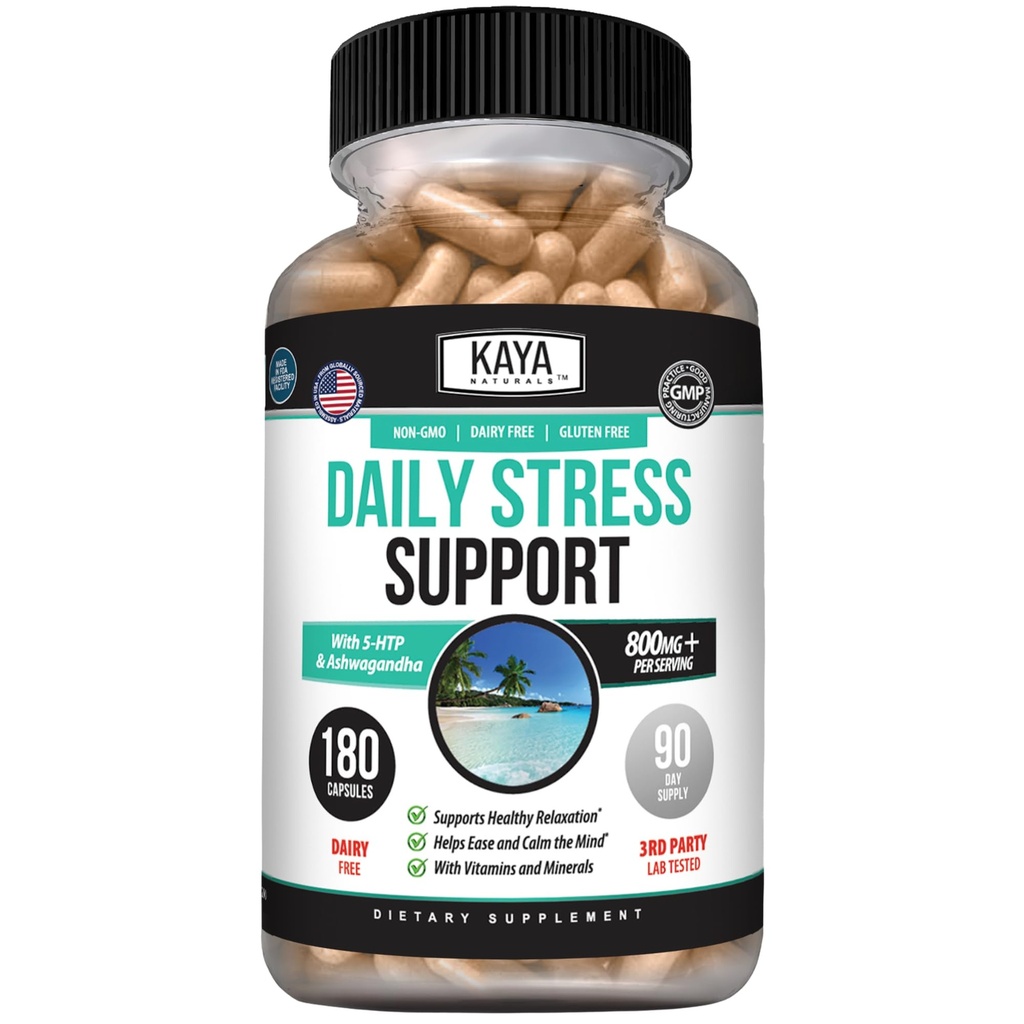 Kaya Naturals - Supplément de vitamine à base de plantes naturelles conçu pour vous aider à trouver l'équilibre et la relaxation dans votre routine quotidienne - Supplément de vitamine - 180 capsules