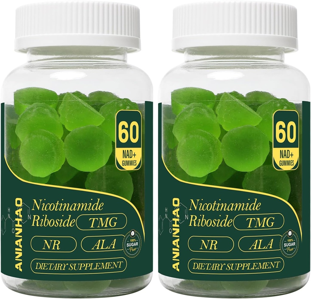 NAD+ Gummies sans sucre 1500mg, 60 Gummies, Vrai NAD+ & Resveratrol supporte l'anti-âge, le soutien antioxydant, le métabolisme et l'énergie boost (2 mois d'approvisionnement)